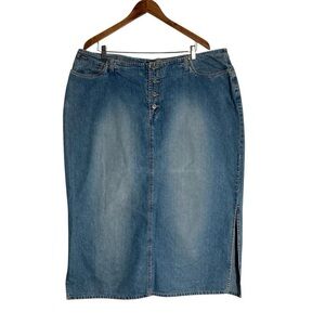 Squeeze Medium Wash Denim Maxi Skirt Plus Size 24